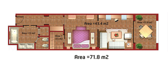 Sunwing Waterworld Makadi - Junior Suite room plan